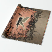 白熱［赤熱］光を放つな輝やきを用いるかわいい妖精のシルエット ラッピングペーパー (アンロールド)