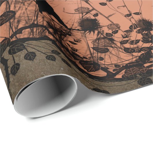 白熱［赤熱］光を放つな輝やきを用いるかわいい妖精のシルエット ラッピングペーパー (ロールコーナー)