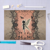 白熱［赤熱］光を放つな輝やきを用いるかわいい妖精のシルエット、 薄葉紙 (クラフト)