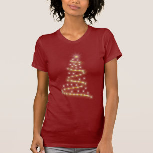 白熱［赤熱］光を放つな金ゴールドのクリスマスツリー Tシャツ