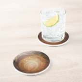 白熱［赤熱］光を放つな金、織り目加工のガラス大理石の抽象芸術 コースター (側面)