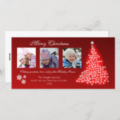 白熱［赤熱］光を放つな雪片の木のフォトカード(赤い) シーズンカード (正面/裏面)