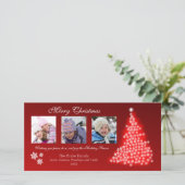 白熱［赤熱］光を放つな雪片の木のフォトカード(赤い) シーズンカード (スタンド正面)