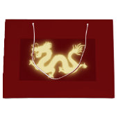 白熱［赤熱］光を放つな電気中国のなドラゴンのえんじ色のギフトバッグ ラージペーパーバッグ (正面)