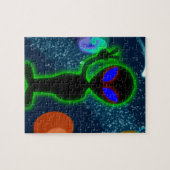 白熱［赤熱］光を放つな青い目の平和宇宙人 ジグソーパズル (横)