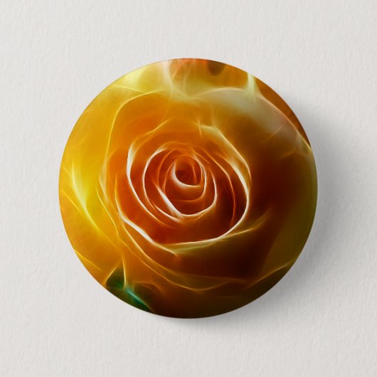 白熱［赤熱］光を放つな黄色バラの花のフラクタルの花の芸術 缶バッジ (正面)