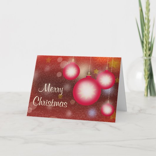 白熱［赤熱］光を放つぶら下がったクリスマスオーナメント シーズンカード (正面)