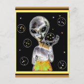 白熱［赤熱］光を放つエイリアン- ポストカード (正面)