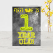 白熱［赤熱］光を放つオーラ不気味ルック"1歳！" +名前 カード (黄色い花)