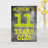 白熱［赤熱］光を放つオーラ不気味ルック"11歳！" +名前 カード (黄色い花)