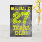 白熱［赤熱］光を放つオーラ不気味ルック"27歳！" +名前 カード (黄色い花)