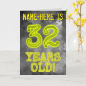 白熱［赤熱］光を放つオーラ不気味ルック"32歳！" +名前 カード (黄色い花)