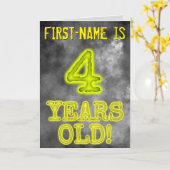 白熱［赤熱］光を放つオーラ不気味ルック"4歳！" +名前 カード (黄色い花)