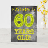 白熱［赤熱］光を放つオーラ不気味ルック"60歳！" +名前 カード (黄色い花)