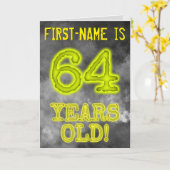 白熱［赤熱］光を放つオーラ不気味ルック"64歳！" +名前 カード (黄色い花)