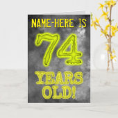 白熱［赤熱］光を放つオーラ不気味ルック"74歳！" +名前 カード (黄色い花)