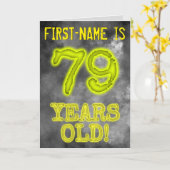 白熱［赤熱］光を放つオーラ不気味ルック"79歳！" +名前 カード (黄色い花)