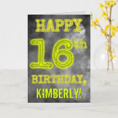 白熱［赤熱］光を放つオーラ不気味ルック「HAPPY 16誕生日」 カード (黄色い花)