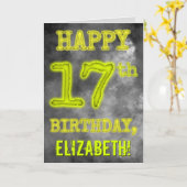 白熱［赤熱］光を放つオーラ不気味ルック「HAPPY 17誕生日」 カード (黄色い花)