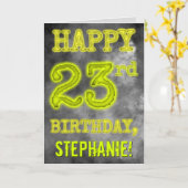 白熱［赤熱］光を放つオーラ不気味ルック「HAPPY 23rd誕生日」 カード (黄色い花)