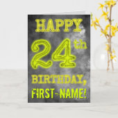 白熱［赤熱］光を放つオーラ不気味ルック「HAPPY 24誕生日」 カード (黄色い花)