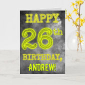 白熱［赤熱］光を放つオーラ不気味ルック「HAPPY 26誕生日」 カード (黄色い花)