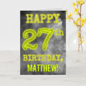 白熱［赤熱］光を放つオーラ不気味ルック「HAPPY 27誕生日」 カード (黄色い花)