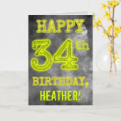 白熱［赤熱］光を放つオーラ不気味ルック「HAPPY 34誕生日」 カード (黄色い花)