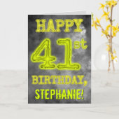 白熱［赤熱］光を放つオーラ不気味ルック「HAPPY 41st誕生日」 カード (黄色い花)