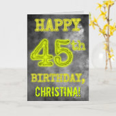 白熱［赤熱］光を放つオーラ不気味ルック「HAPPY 45th誕生日」 カード (黄色い花)