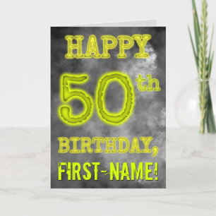 白熱［赤熱］光を放つオーラ不気味ルック「HAPPY 50誕生日」 カード