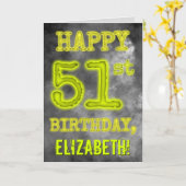 白熱［赤熱］光を放つオーラ不気味ルック「HAPPY 51st誕生日」 カード (黄色い花)