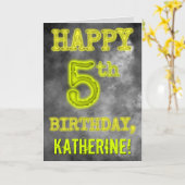 白熱［赤熱］光を放つオーラ不気味ルック"HAPPY 5th誕生日" カード (黄色い花)