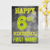 白熱［赤熱］光を放つオーラ不気味ルック「HAPPY 6誕生日」 カード (黄色い花)