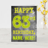 白熱［赤熱］光を放つオーラ不気味ルック「HAPPY 63rd誕生日」 カード (黄色い花)