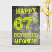 白熱［赤熱］光を放つオーラ不気味ルック「HAPPY 67th誕生日」 カード (黄色い花)