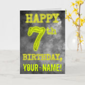 白熱［赤熱］光を放つオーラ不気味ルック"HAPPY 7誕生日" カード (黄色い花)