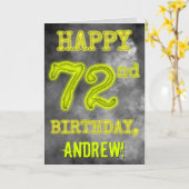 白熱［赤熱］光を放つオーラ不気味ルック「HAPPY 72nd誕生日」 カード (黄色い花)