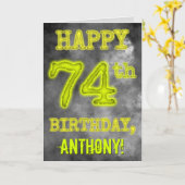 白熱［赤熱］光を放つオーラ不気味ルック「HAPPY 74th誕生日」 カード (黄色い花)