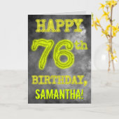 白熱［赤熱］光を放つオーラ不気味ルック「HAPPY 76誕生日」 カード (黄色い花)