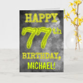 白熱［赤熱］光を放つオーラ不気味ルック「HAPPY 77誕生日」 カード (黄色い花)