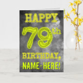 白熱［赤熱］光を放つオーラ不気味ルック「HAPPY 79誕生日」 カード (黄色い花)