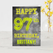 白熱［赤熱］光を放つオーラ不気味ルック「HAPPY 97誕生日」 カード (黄色い花)
