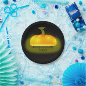 白熱［赤熱］光を放つカボチャ秋ユニーク可愛い黒オレンジ ペーパープレート (パーティー)