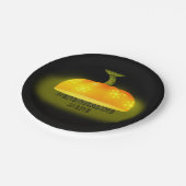 白熱［赤熱］光を放つカボチャ秋ユニーク可愛い黒オレンジ ペーパープレート (アングル)