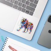 白熱［赤熱］光を放つカラフル虎 – ガラス鮮やかアール シール (ノートパソコンとiPhone)