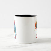 白熱［赤熱］光を放つカラフル象 ツートーンマグカップ (中央)