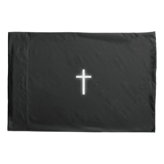 白熱［赤熱］光を放つキリスト教十字架 – 見守る 枕カバー (裏面)