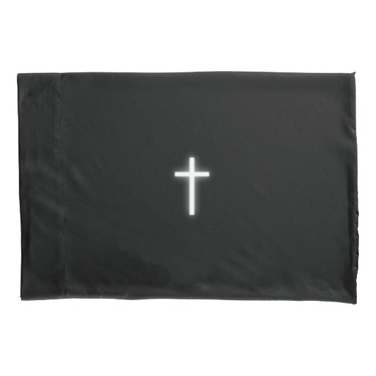 白熱［赤熱］光を放つキリスト教十字架 – 見守る 枕カバー (正面)