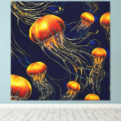 白熱［赤熱］光を放つクラゲ海 キャンバスプリント (インサイチュ (ウッドフロア))